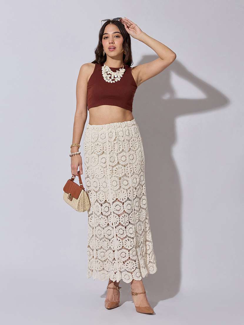 women self designed high rise crochet skirt - 22363346 -  Standard Image - 3