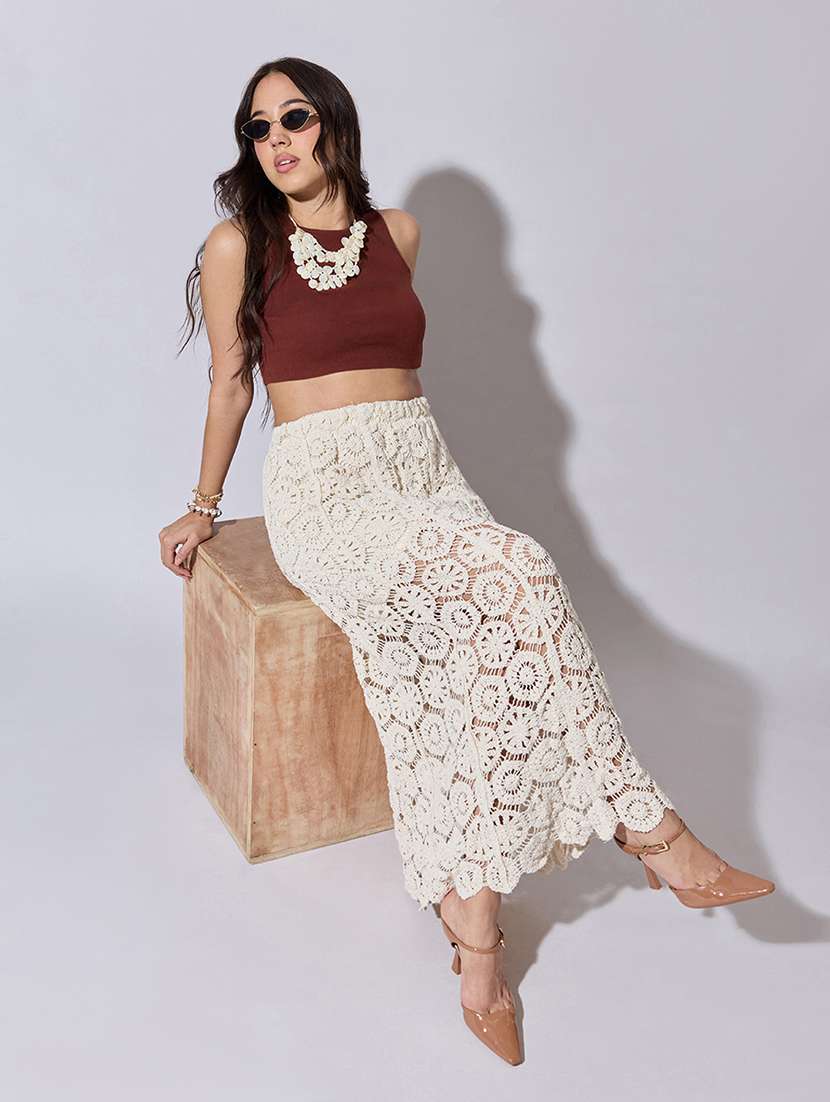 women self designed high rise crochet skirt - 22363346 -  Standard Image - 5