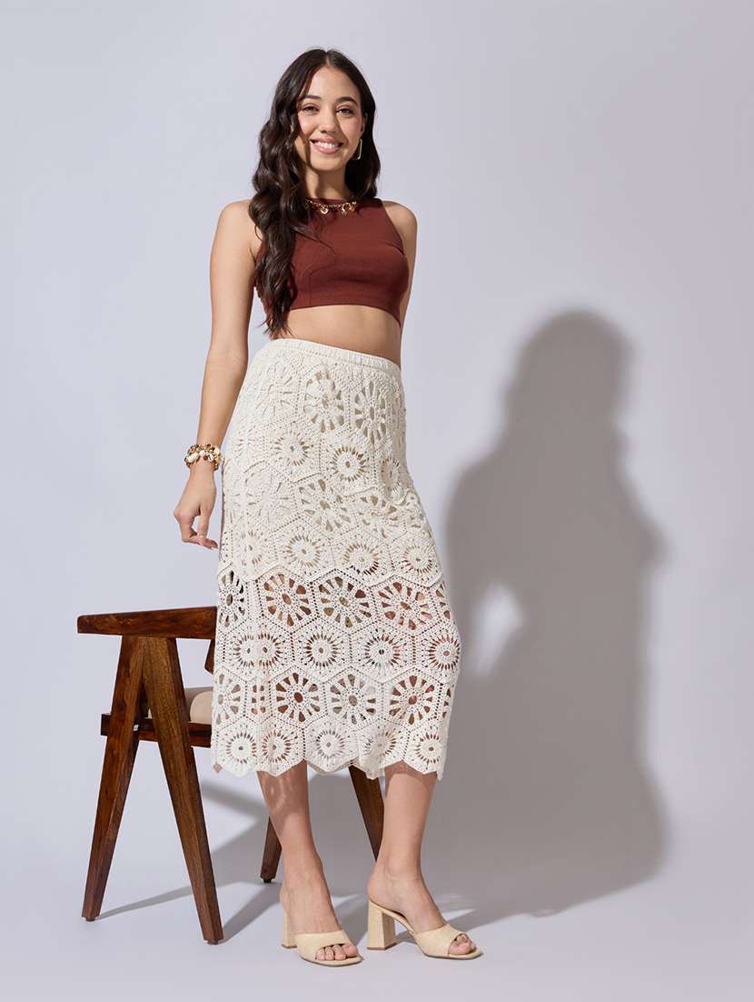 women self designed high rise crochet skirt - 22363347 -  Standard Image - 3
