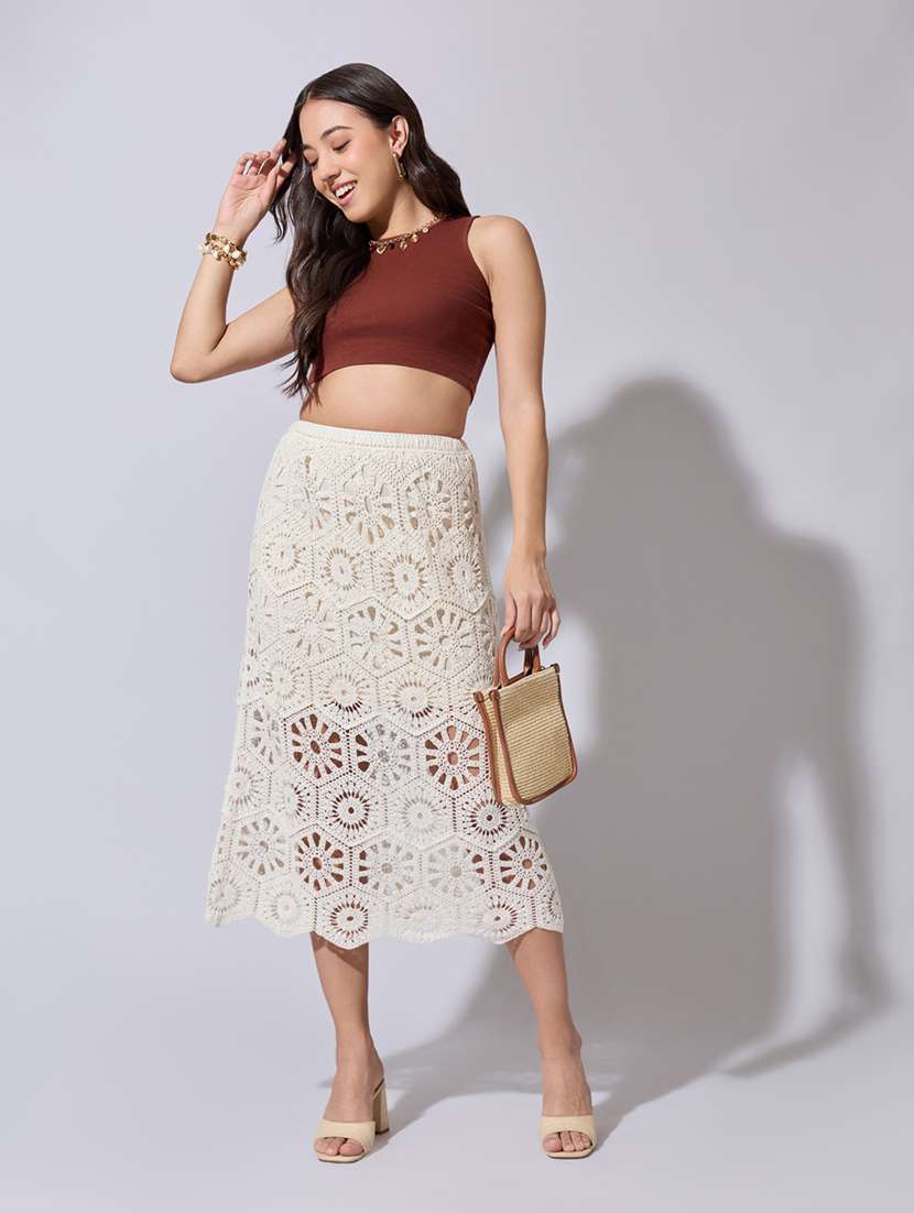 women self designed high rise crochet skirt - 22363347 -  Standard Image - 5