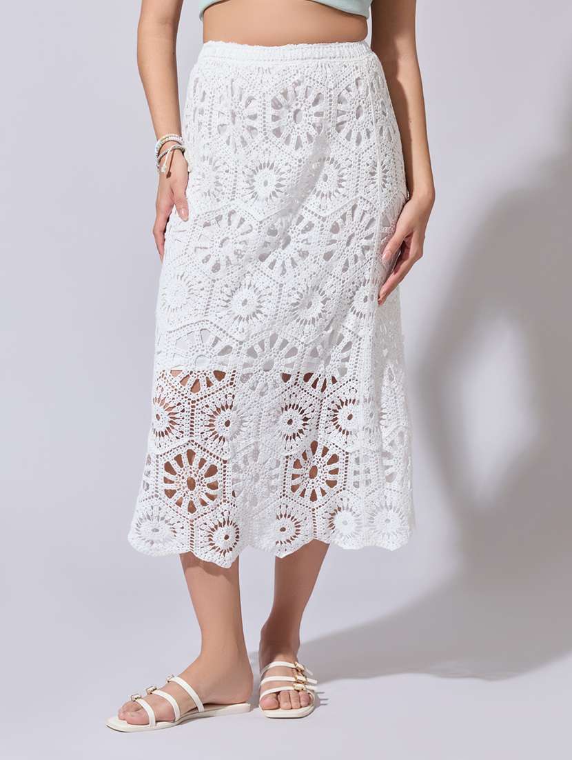 women self designed high rise crochet skirt