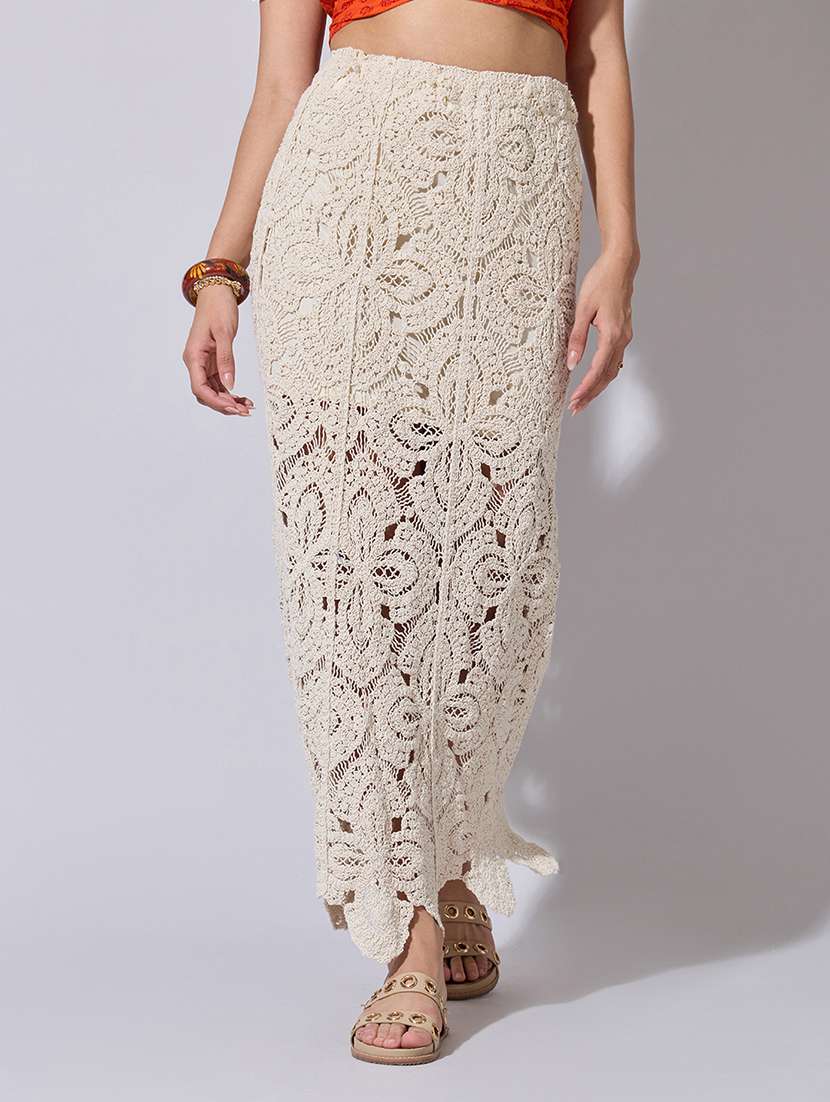 women self designed high rise crochet skirt