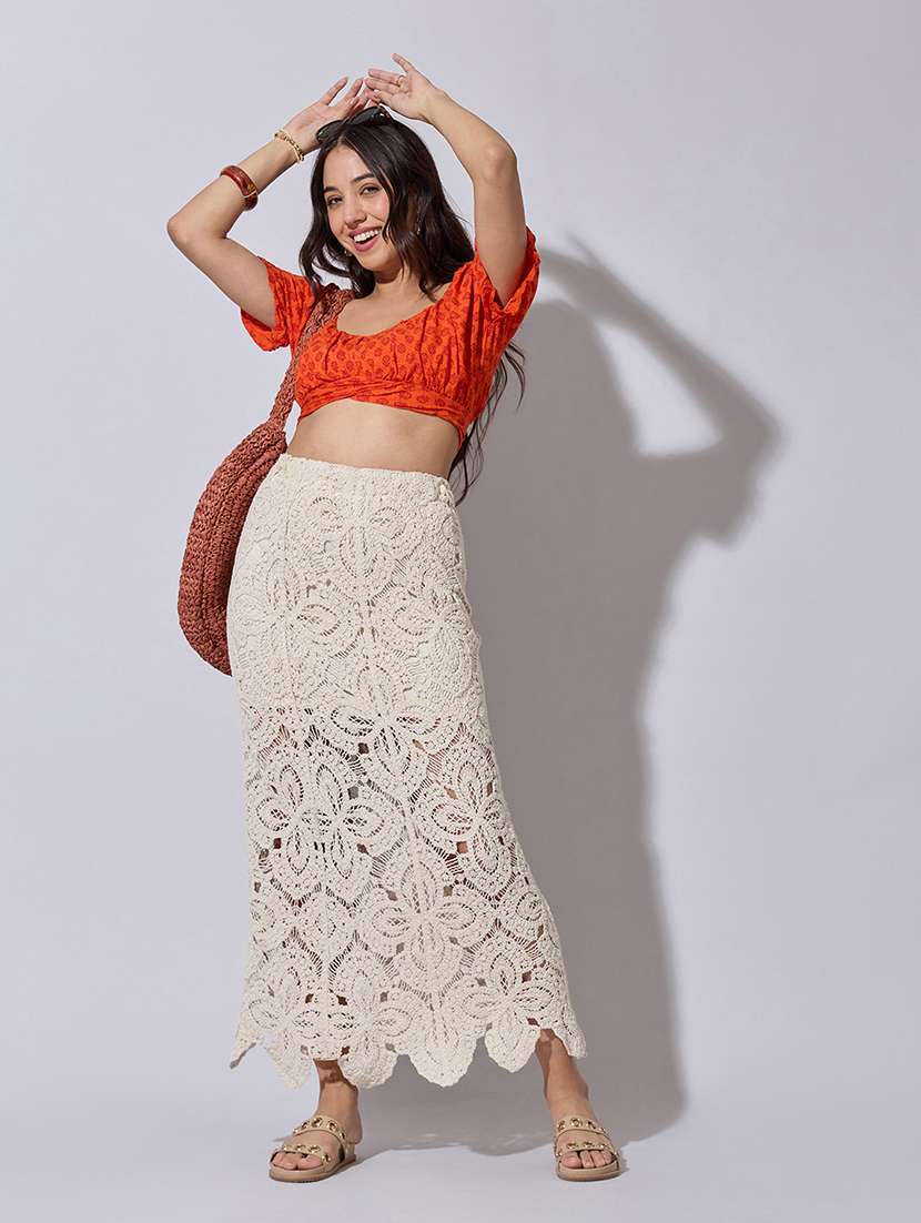 women self designed high rise crochet skirt - 22363349 -  Standard Image - 3