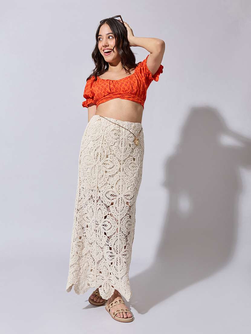 women self designed high rise crochet skirt - 22363349 -  Standard Image - 5