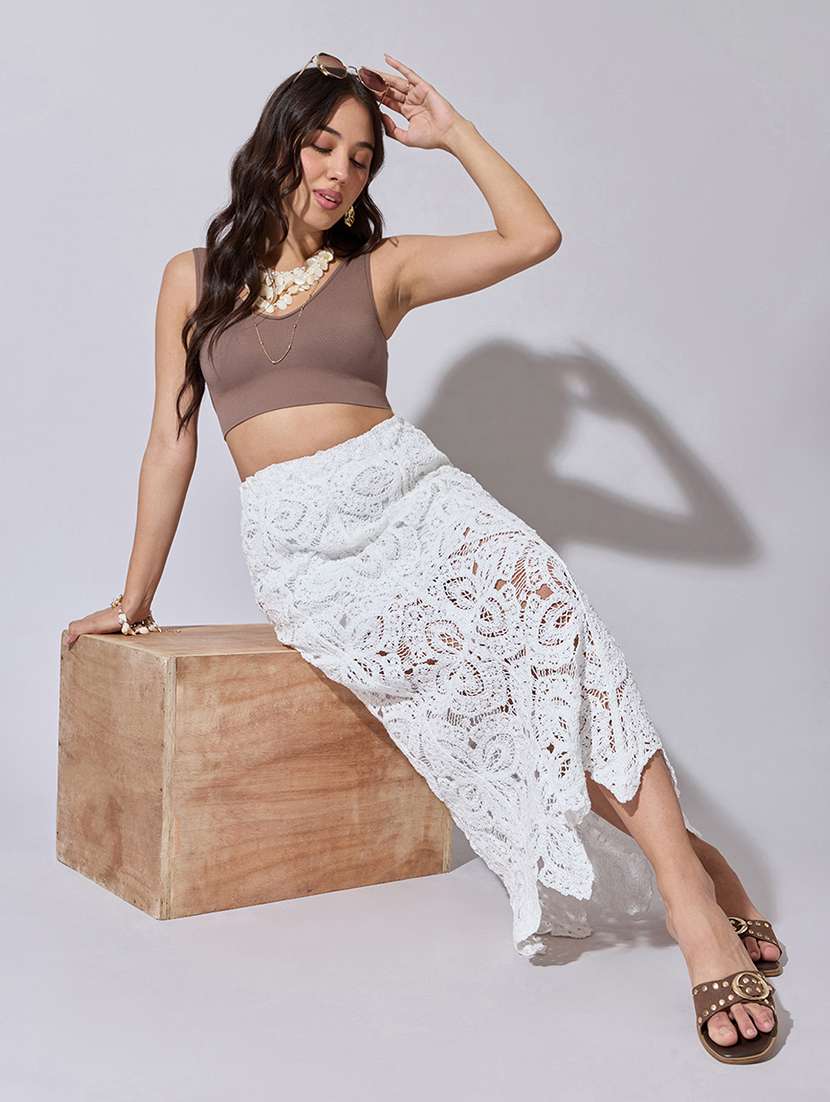 women self designed high rise crochet skirt - 22363350 -  Standard Image - 5