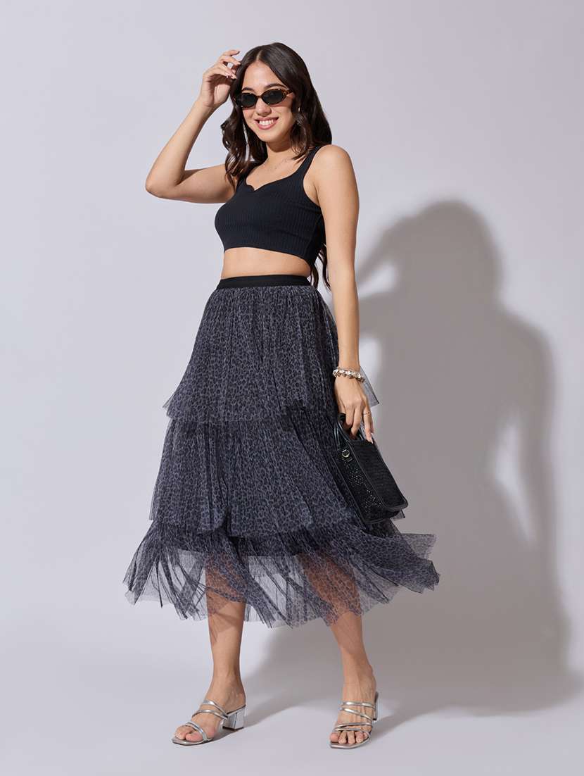 women animal print high rise layered skirt - 22363359 -  Standard Image - 3