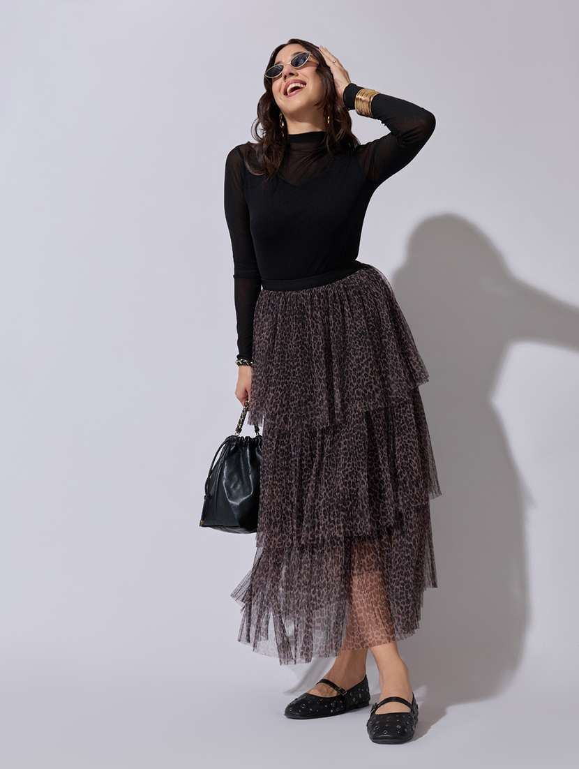 women animal print high rise layered skirt - 22363360 -  Standard Image - 5