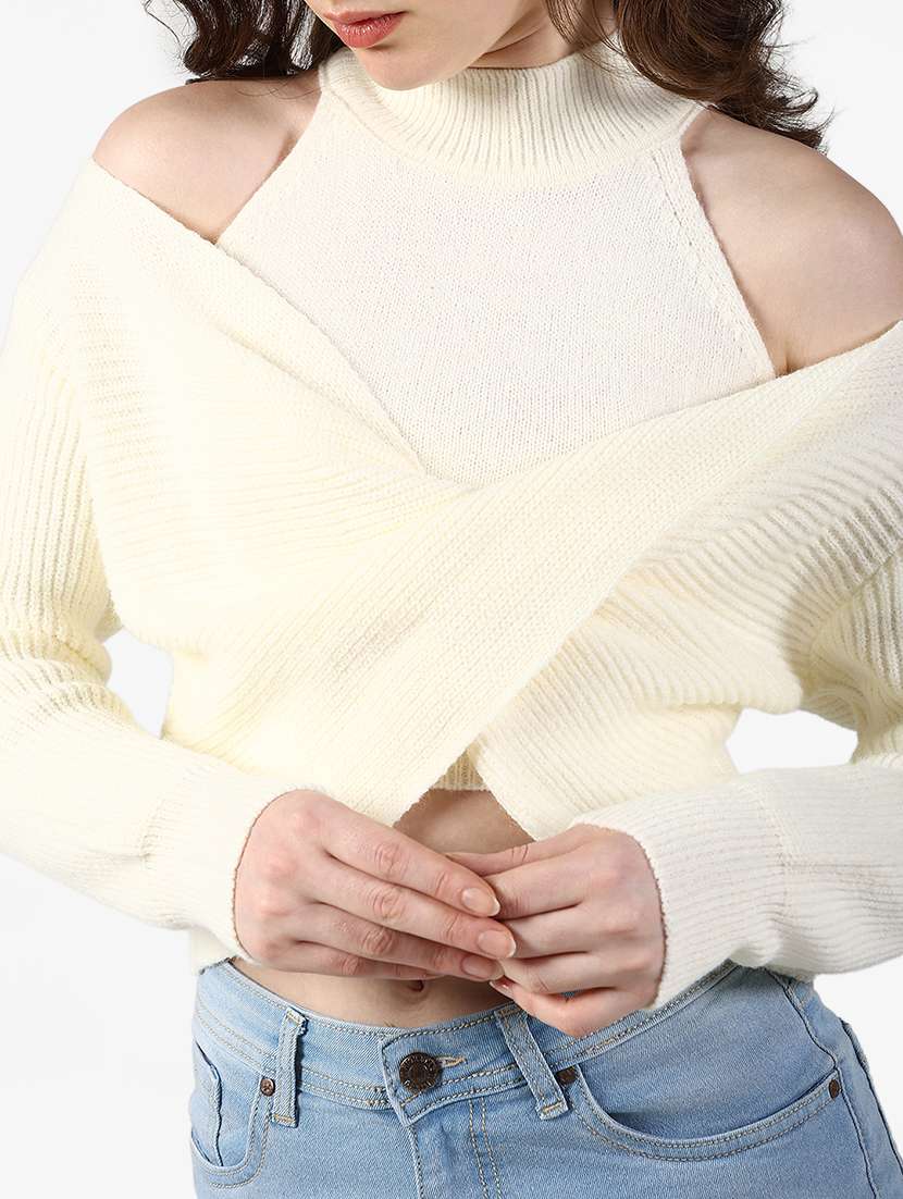 women solid long sleeve crop top - 22363380 -  Standard Image - 5