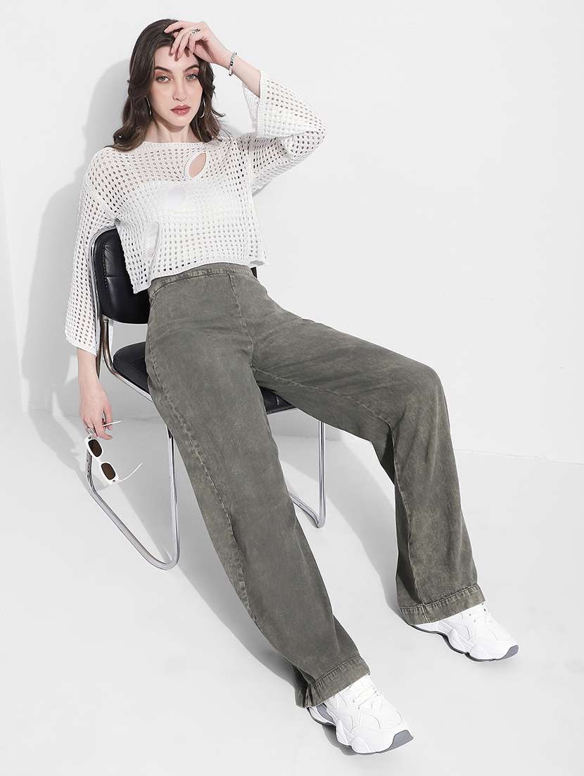 women self designed long sleeve crochet crop top - 22363392 -  Standard Image - 5