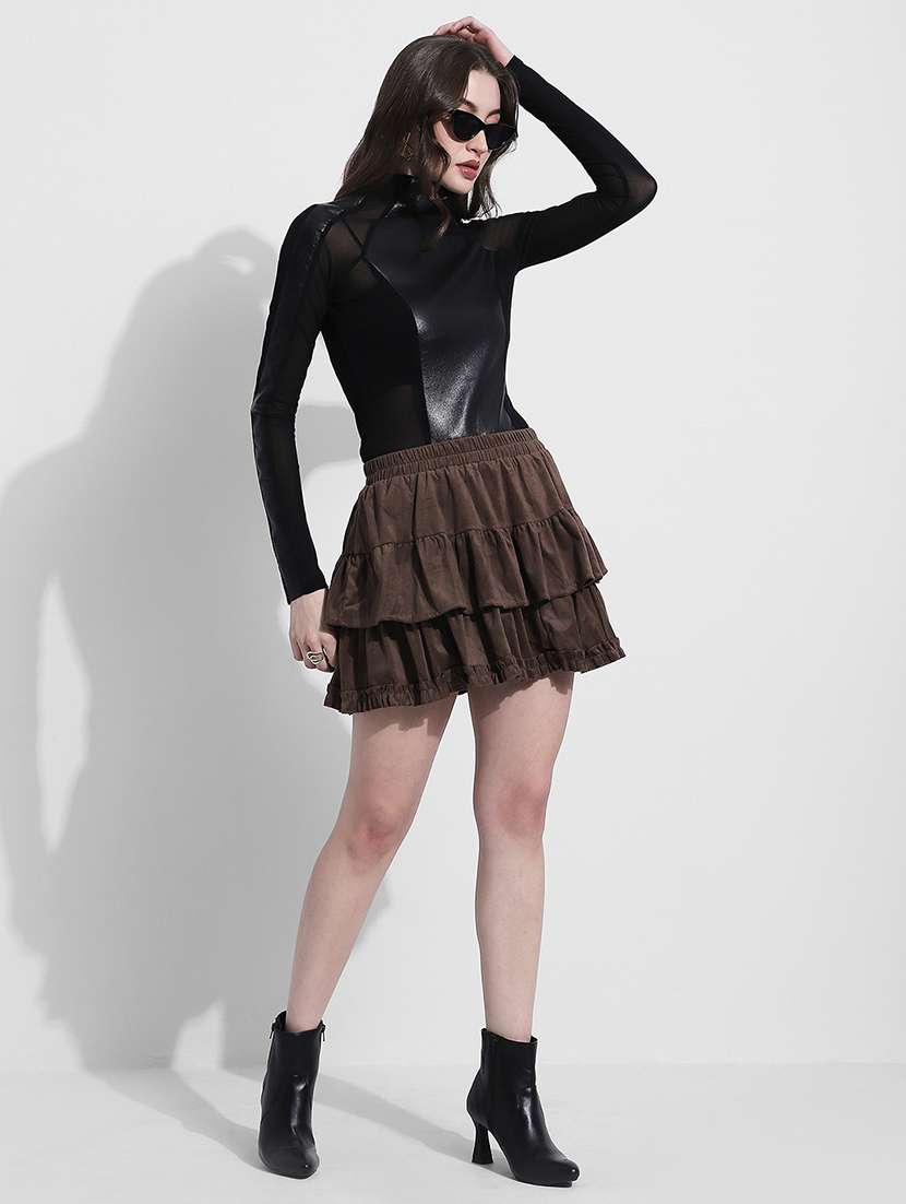 women solid high neck long sleeve top - 22363411 -  Standard Image - 5