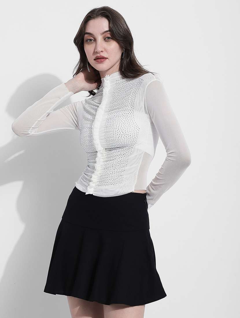 women embellished long sleeve sheer top - 22363414 -  Standard Image - 3