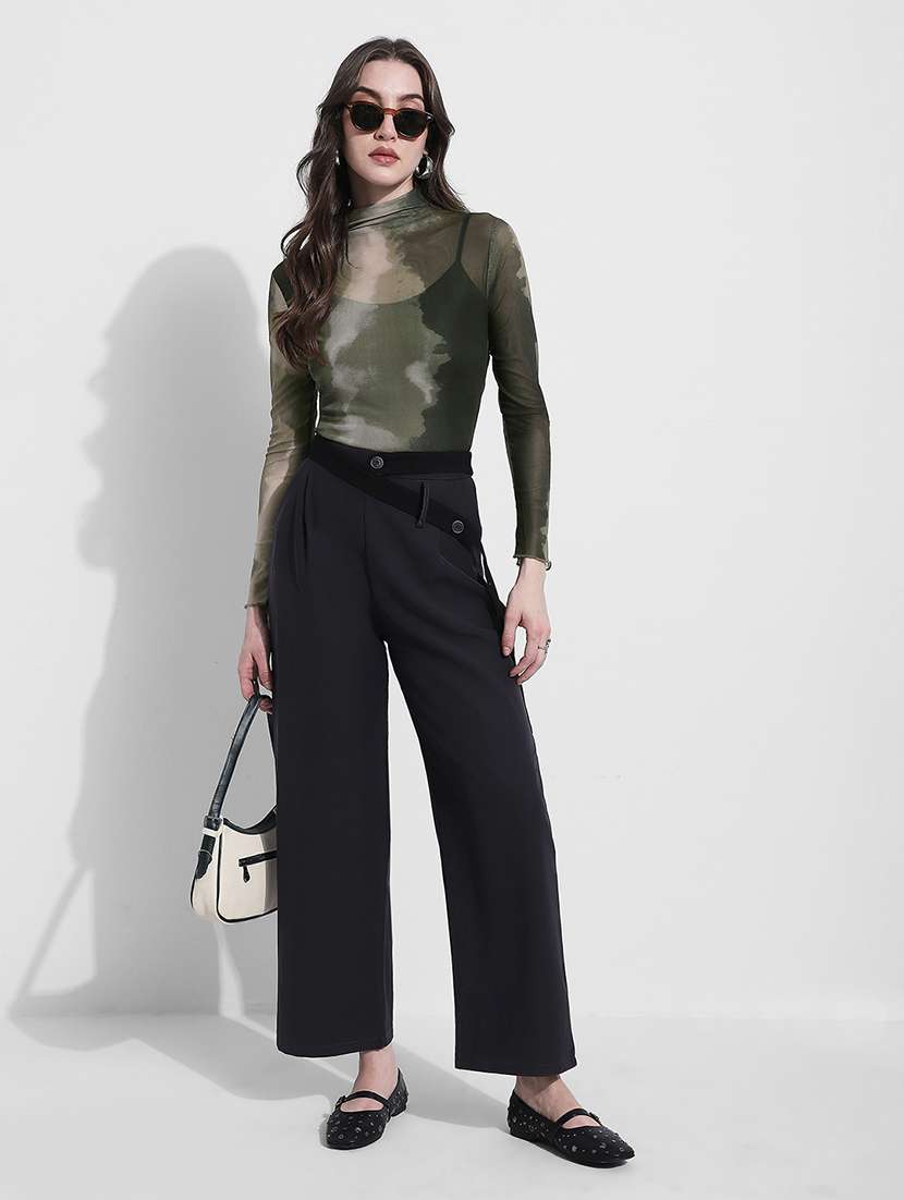 women printed high meck long sleeve sheer top - 22363423 -  Standard Image - 5