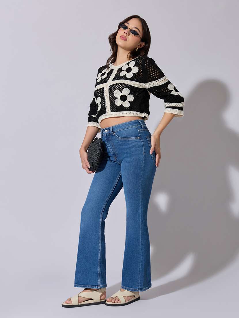 women self designed sheer crochet top - 22363441 -  Standard Image - 5