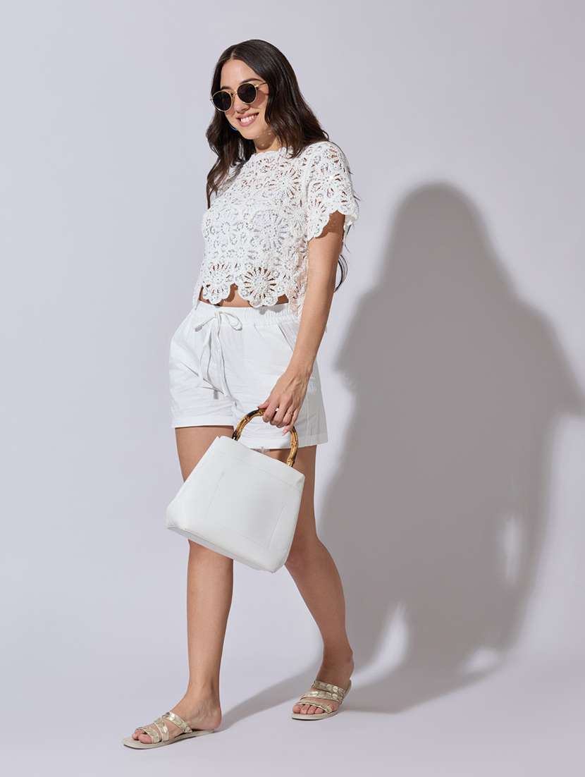 women self designed sheer crochet top - 22363444 -  Standard Image - 5