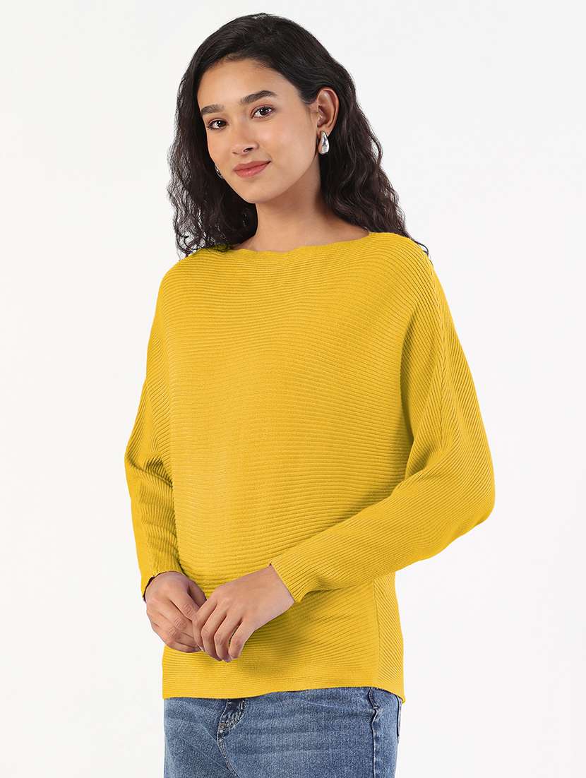 women solid batwing sleeve straight top - 22363486 -  Standard Image - 3