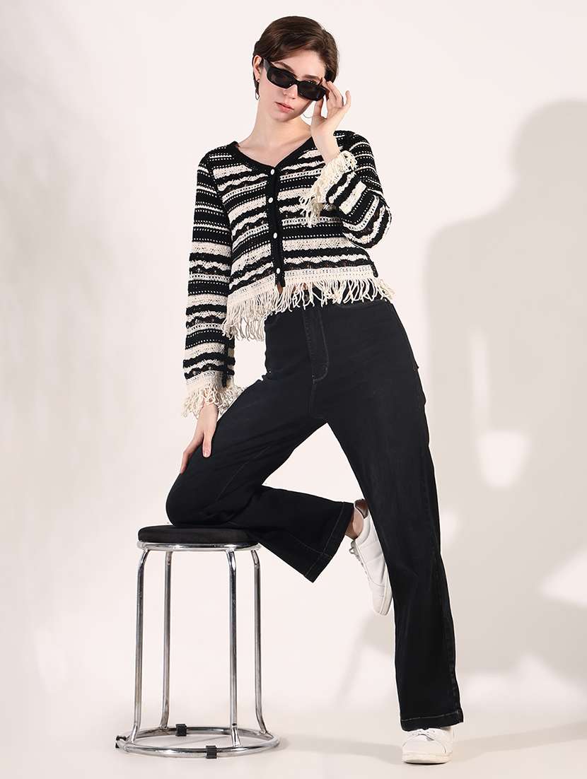 women self designed sheer crochet top - 22363487 -  Standard Image - 5