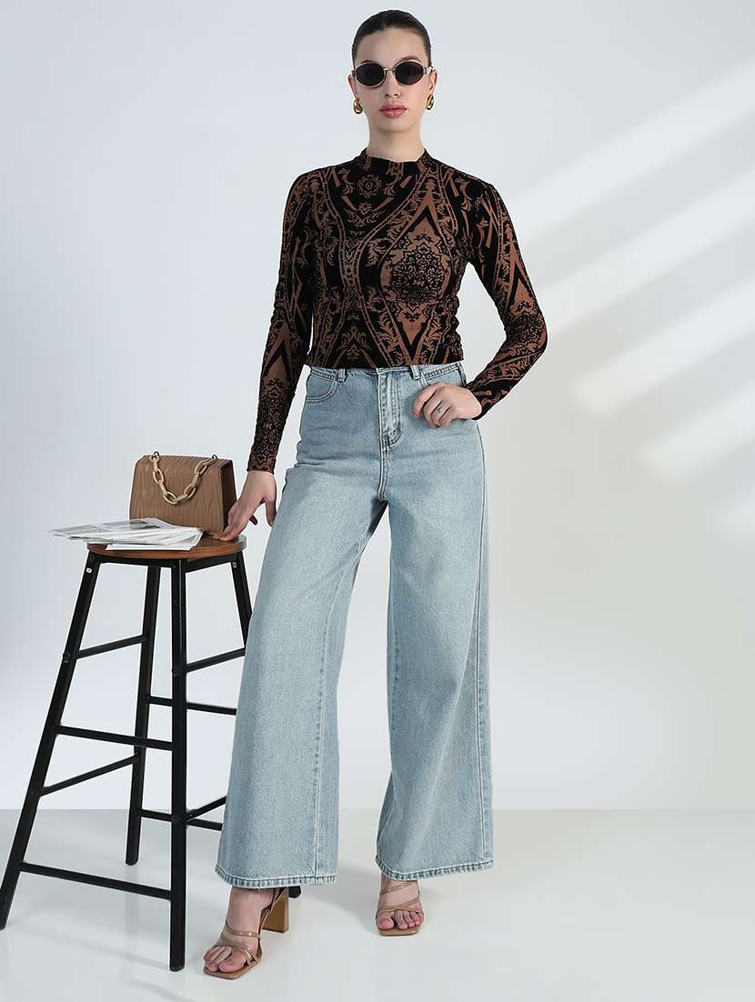Women Self Designed Long Sleeve Crop Top - 22363490 -  Standard Image - 5