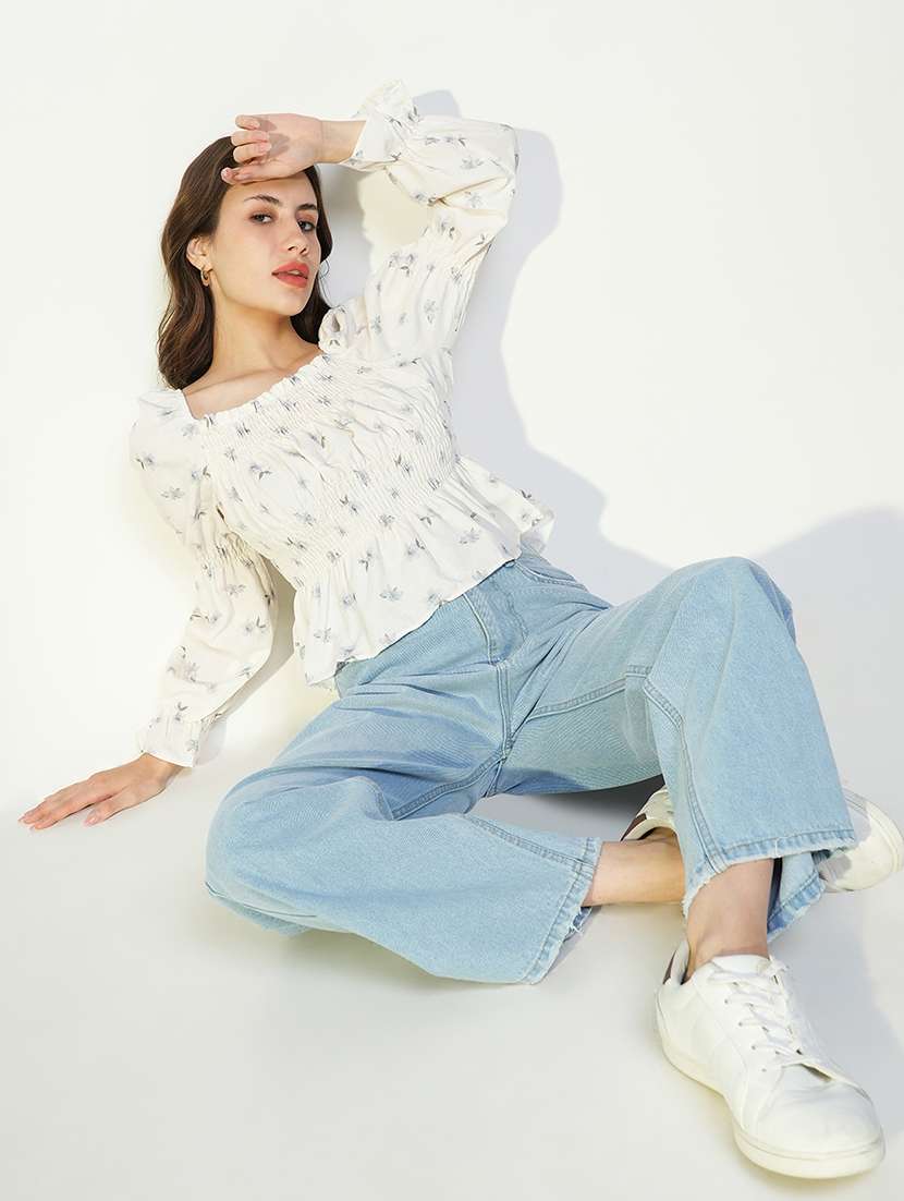 women printed long sleeve peplum top - 22363491 -  Standard Image - 5