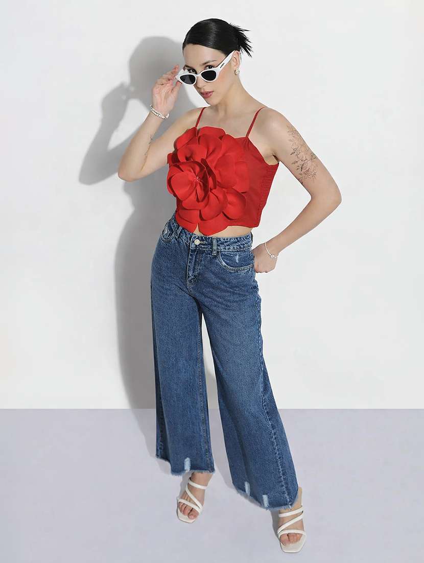 women self designed shoulder strap crop top - 22363492 -  Standard Image - 5