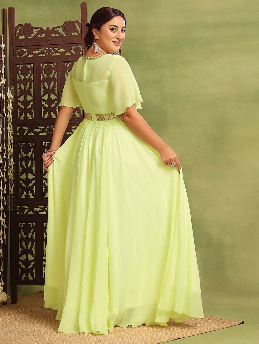 Women Plus Size Solid Flared Sleeve Dress - 22363554 -  Standard Image - 3