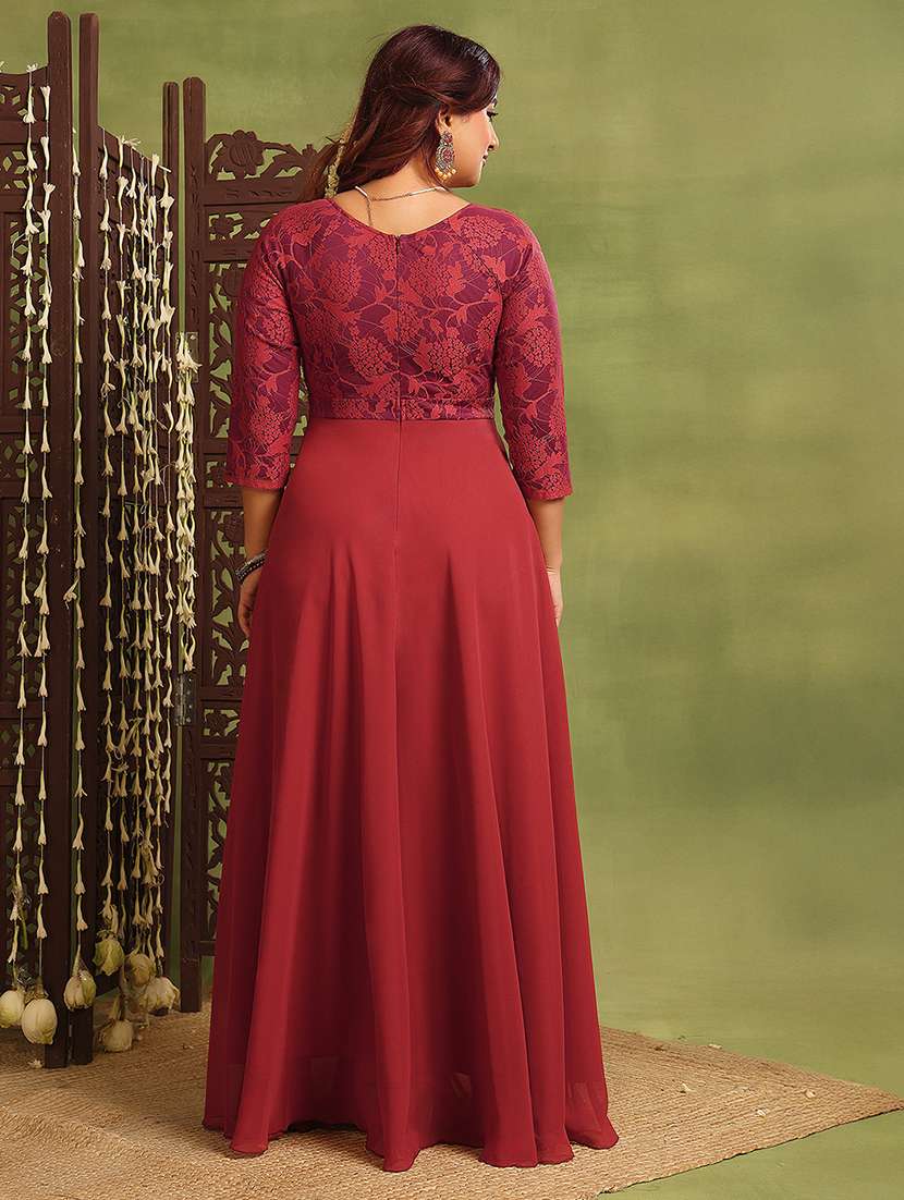 women plus size self designed lace dress - 22363558 -  Standard Image - 3