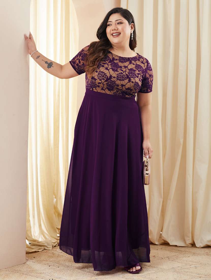 women plus size self designed lace dress