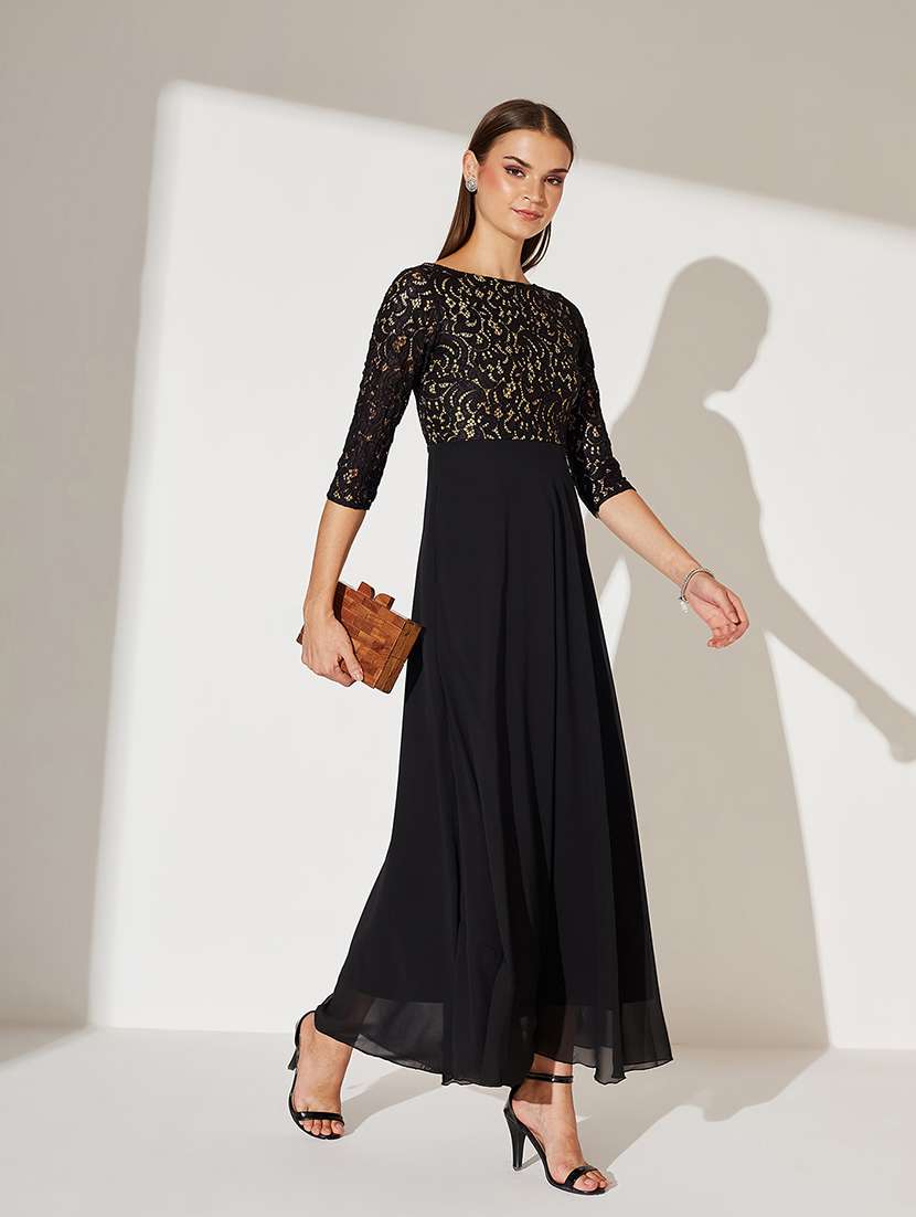 women self designed long sleeve fit & flare dress - 22363572 -  Standard Image - 3