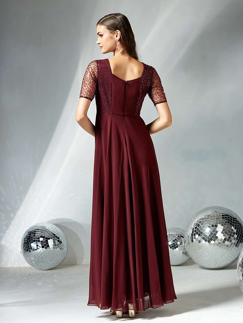 women self designed short sleeve fit & flare dress - 22363576 -  Standard Image - 3