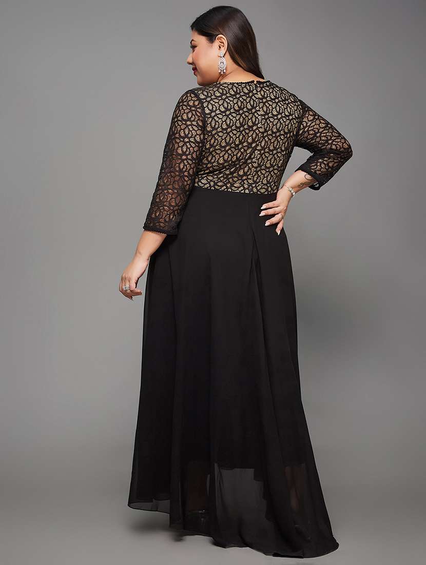 women plus size self designed lace dress - 22363582 -  Standard Image - 3