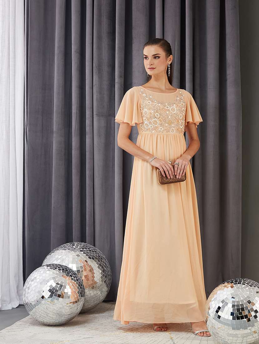 women emebllished flute sleeve fit & flare dress - 22363584 -  Standard Image - 3