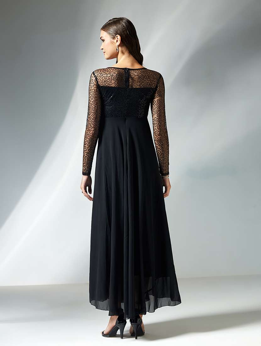 women embellsihed long sleeve fit & flare dress - 22363586 -  Standard Image - 3