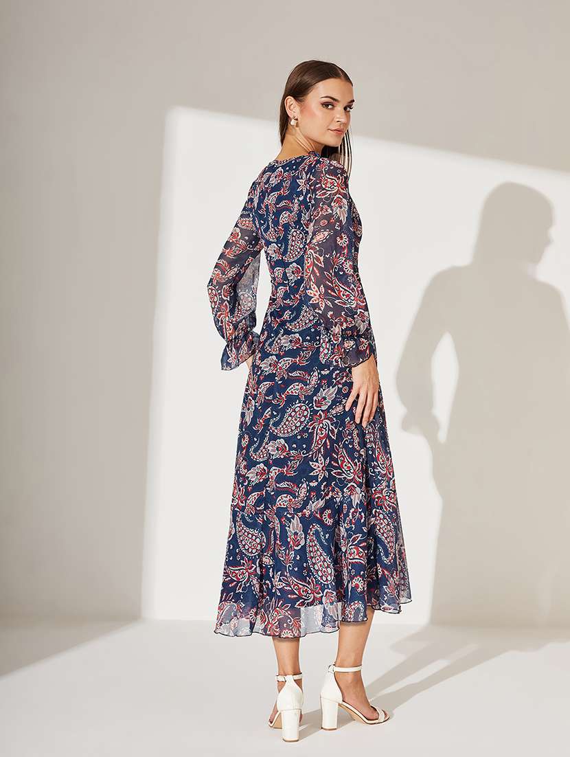 women printed puff sleeve tiered dress - 22363588 -  Standard Image - 3