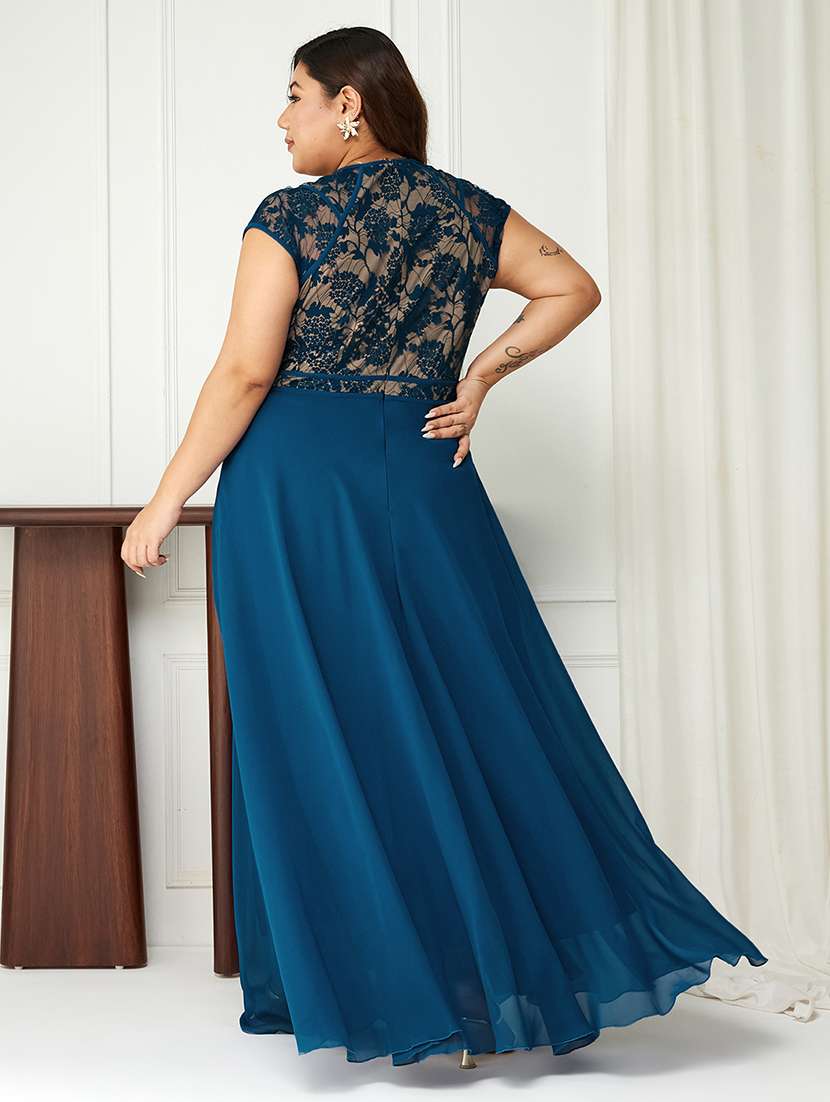 women plus size self designed lace dress - 22363590 -  Standard Image - 3