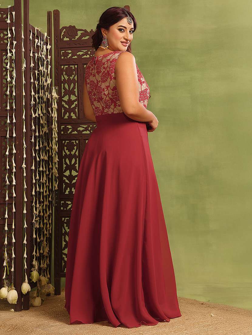 women plus size self designed lace dress - 22363598 -  Standard Image - 3