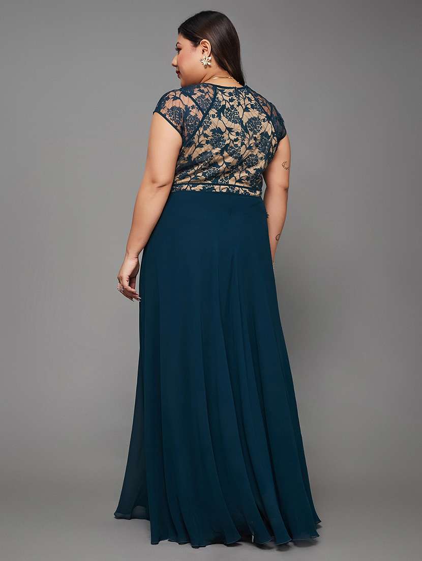 women plus size self designed lace dress - 22363600 -  Standard Image - 3