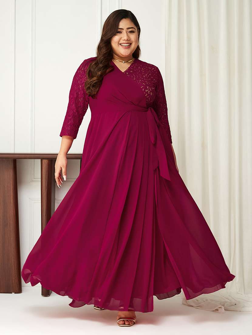 women plus size self designed lace dress - 22363612 -  Standard Image - 3