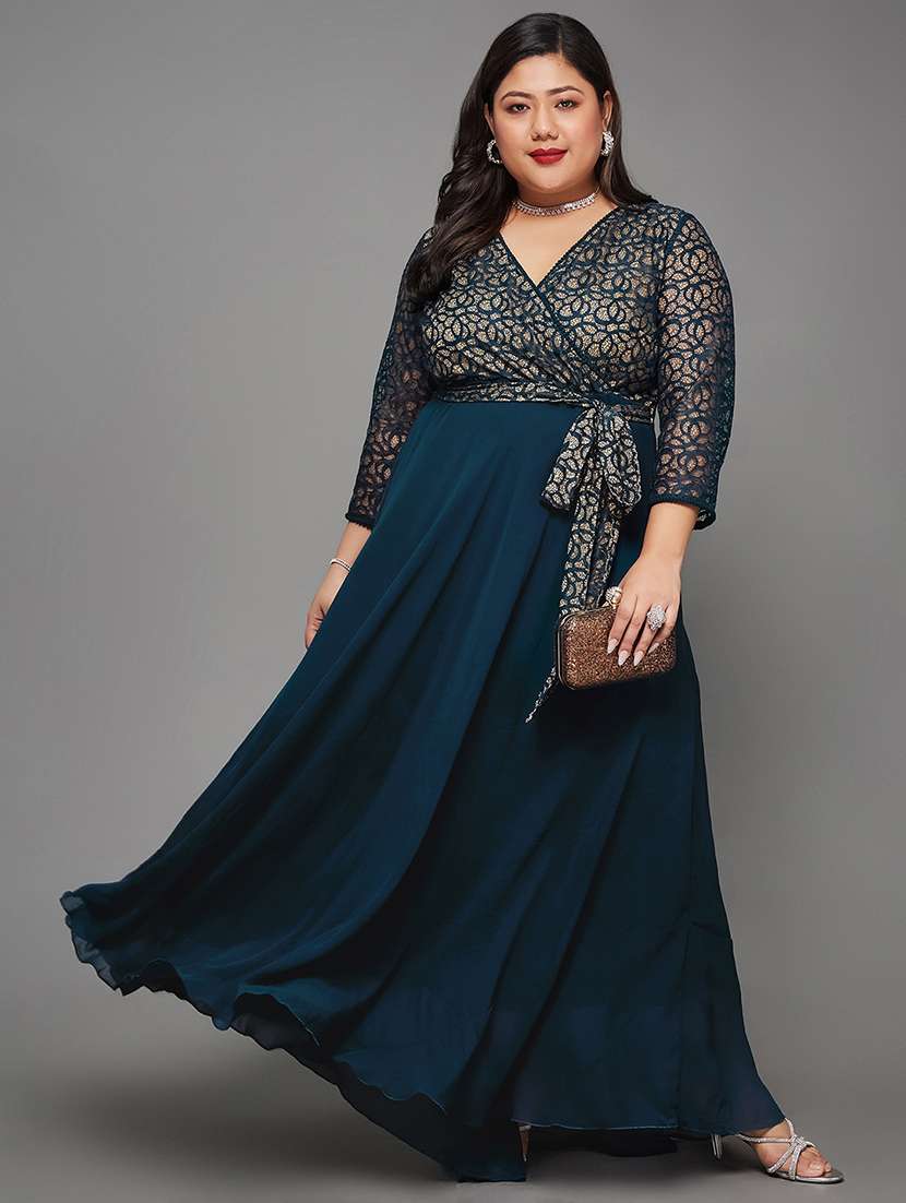 women plus size self designed lace dress - 22363614 -  Standard Image - 3