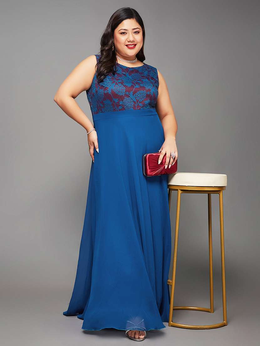 women plus size self designed lace dress - 22363618 -  Standard Image - 3