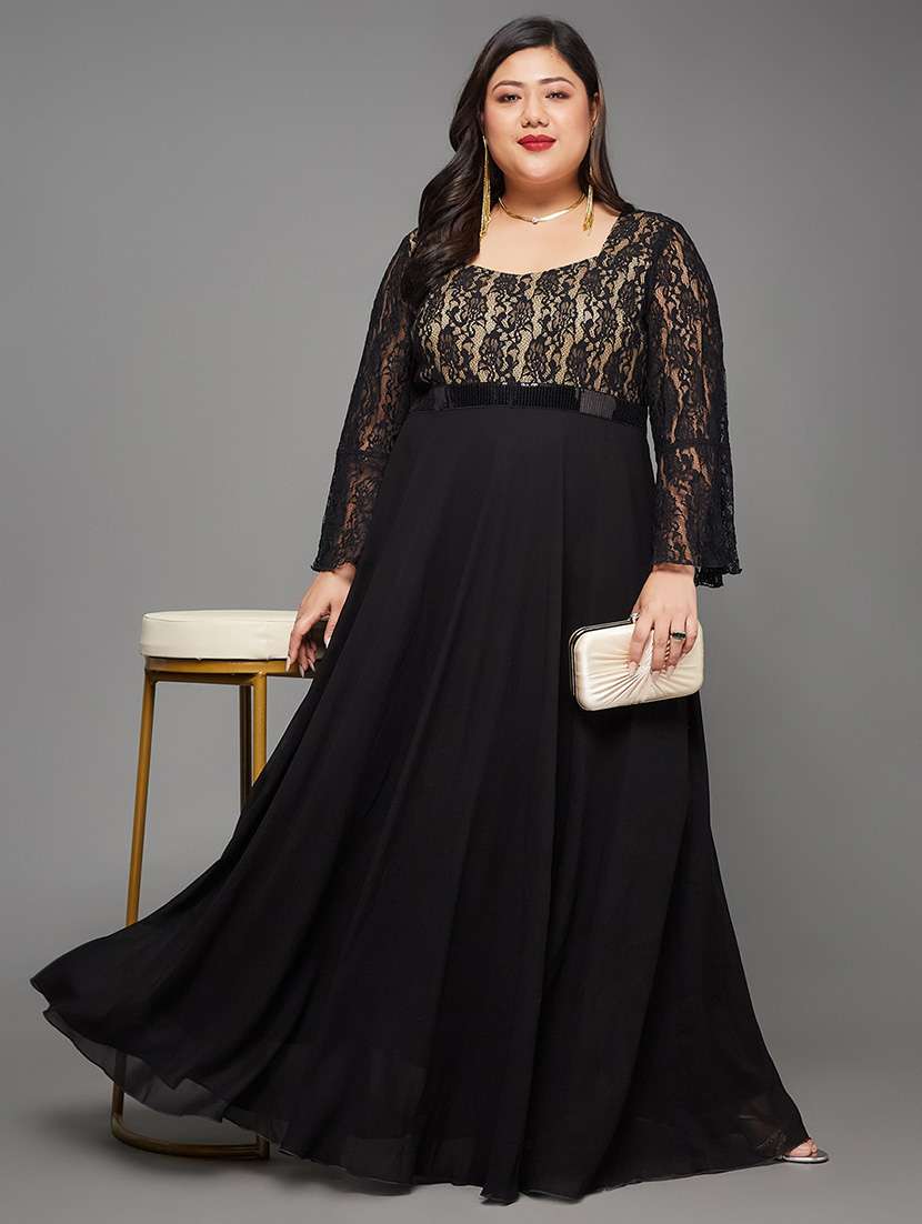 women plus size self designed lace dress - 22363633 -  Standard Image - 3