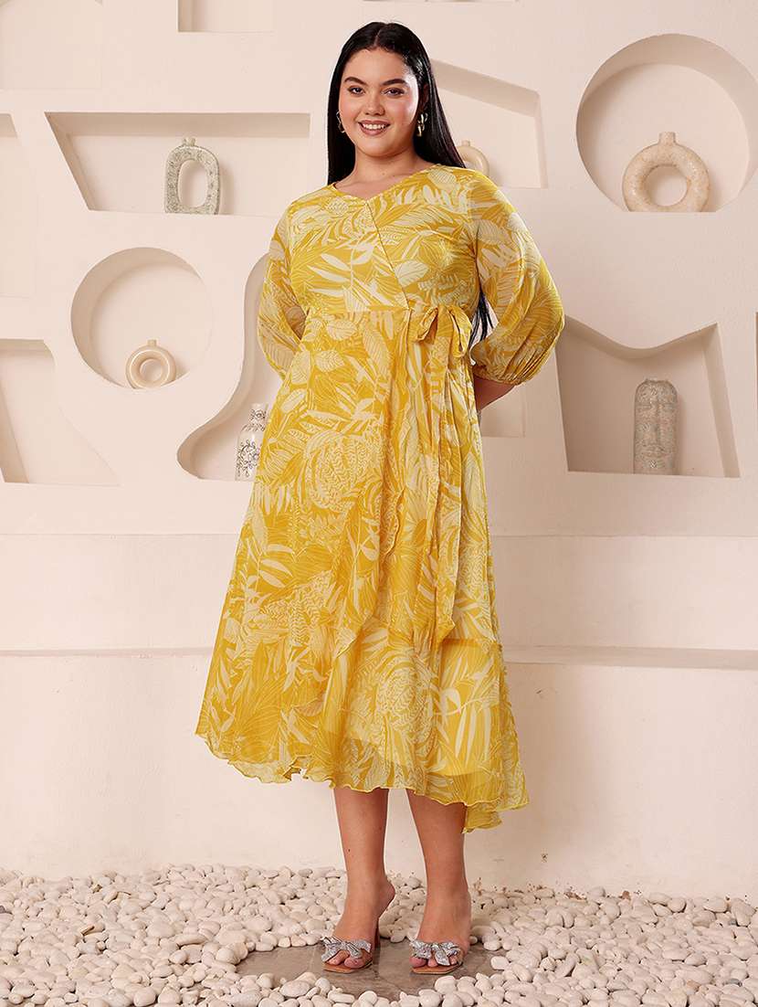 women plus size printed tiered dress