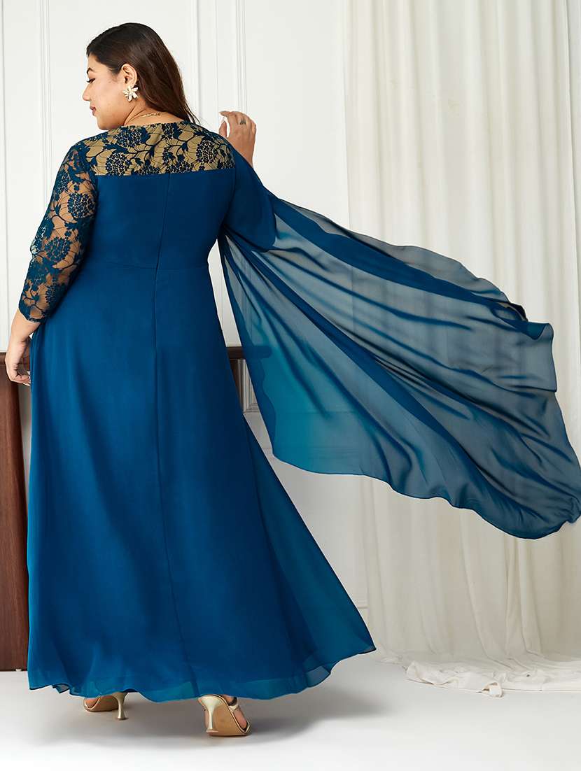 women plus size self designed lace dress - 22363639 -  Standard Image - 3