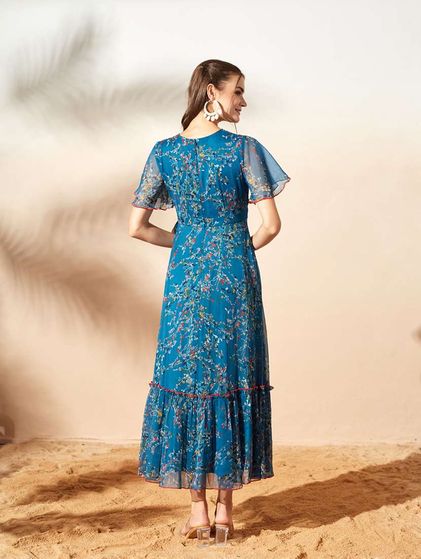 women floral print flared sleeve tiered dress - 22363640 -  Standard Image - 3