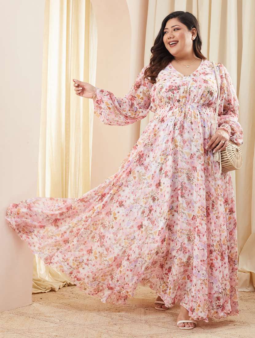 women plus size printed fit & flared dress
