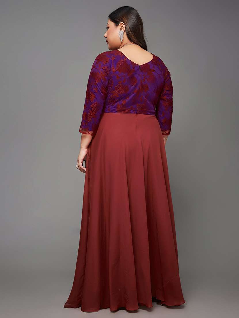 women plus size self designed lace dress - 22363646 -  Standard Image - 3