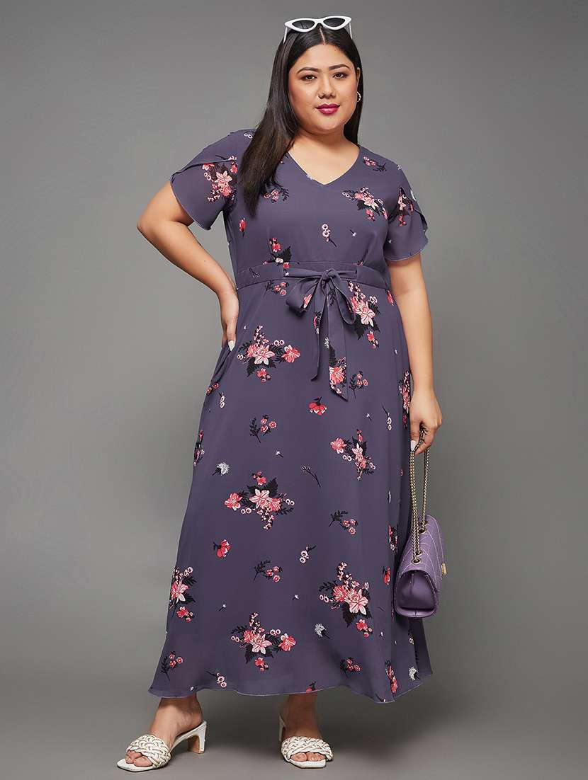 women plus size printed a-line dress