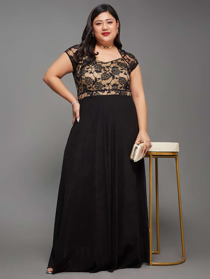 women plus size self designed lace dress