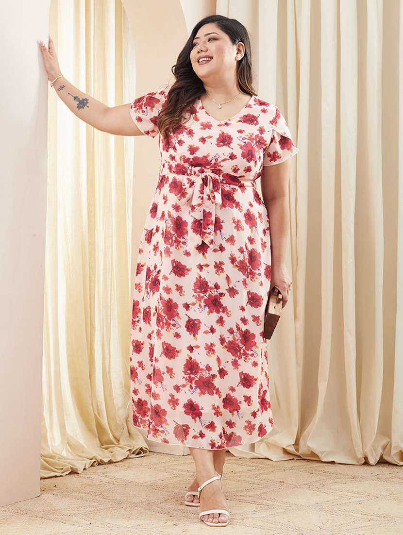 women plus size printed a-line dress