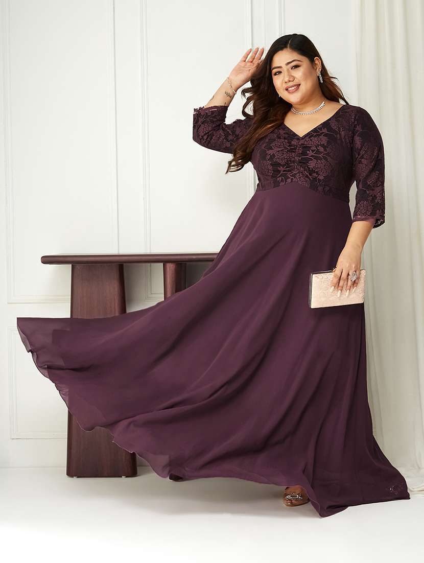 women plus size self designed lace dress - 22363668 -  Standard Image - 3