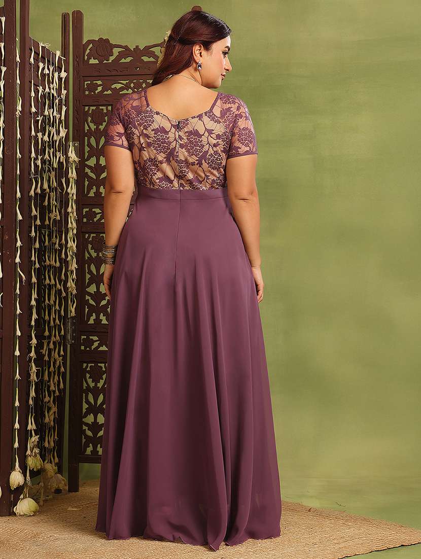 Women Plus Size Self Designed Lace Dress - 22363669 -  Standard Image - 3