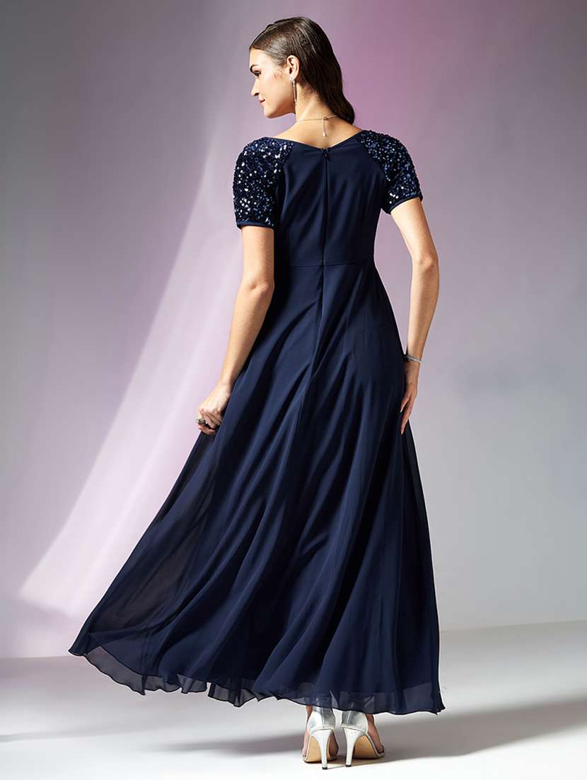 women sequined short sleeve wrap dress - 22363673 -  Standard Image - 3